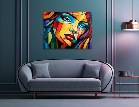 Witraż z twarzą kobiety