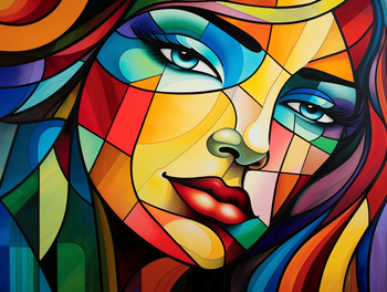 Witraż z twarzą kobiety