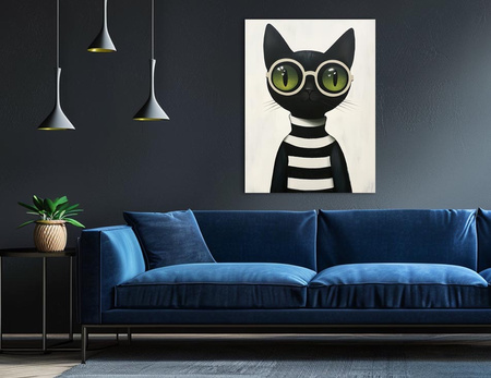 Kot w golfie w paski