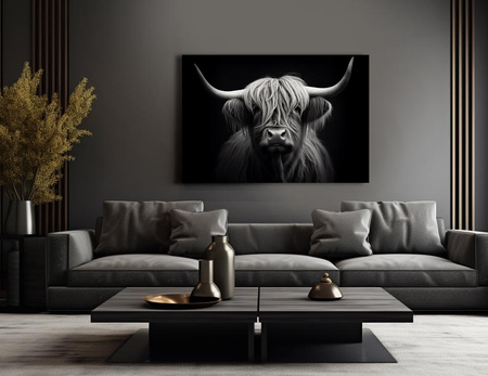 Highland cow monochrome