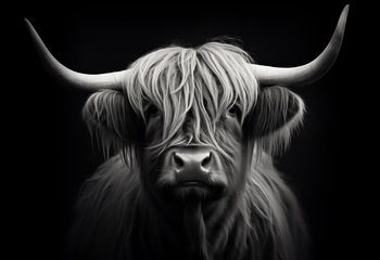 Highland cow monochrome